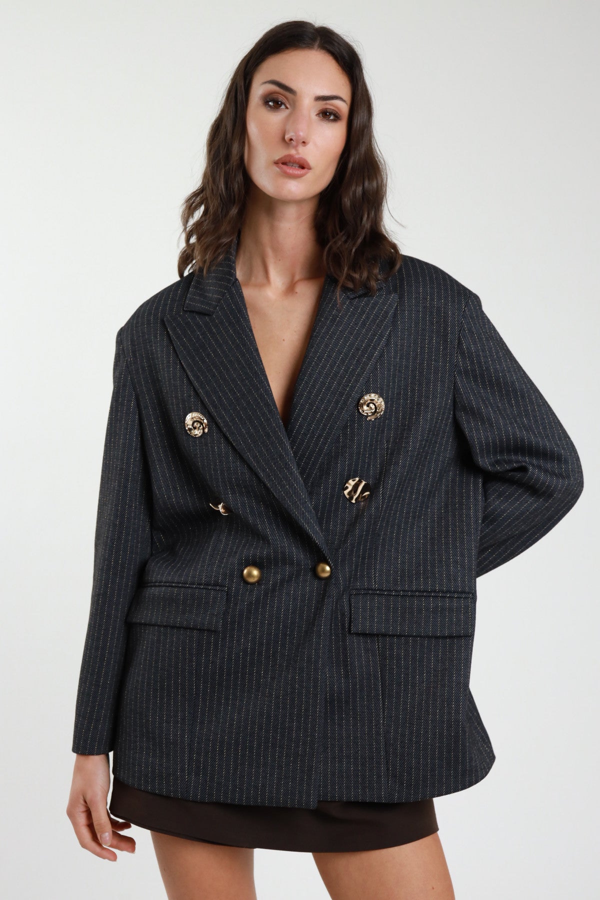 Doppiopetto gessato lurex