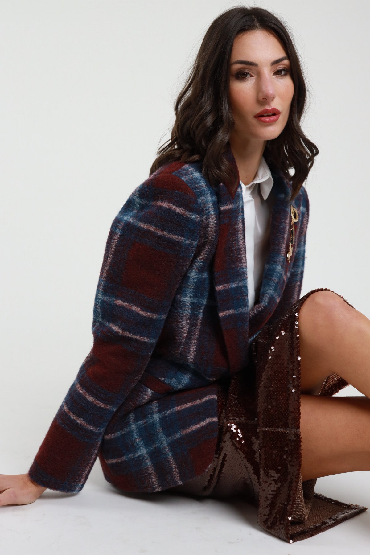 Giacca quadri con spille