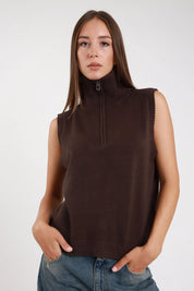 Maglia smanicata quarter zip