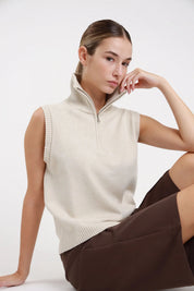 Maglia smanicata quarter zip