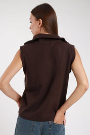 Maglia smanicata quarter zip