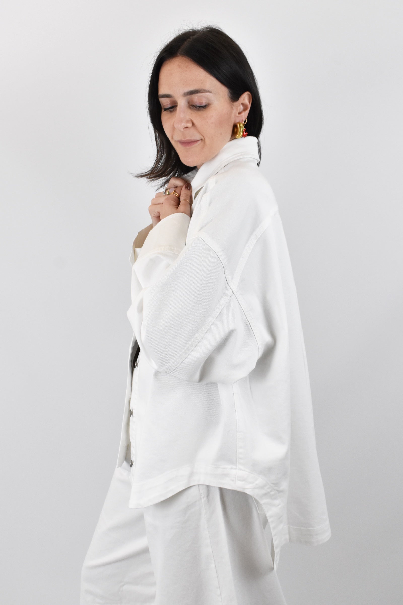 God Save Denim camicia in jeans oversize modello CASSANDRA colore offwhite