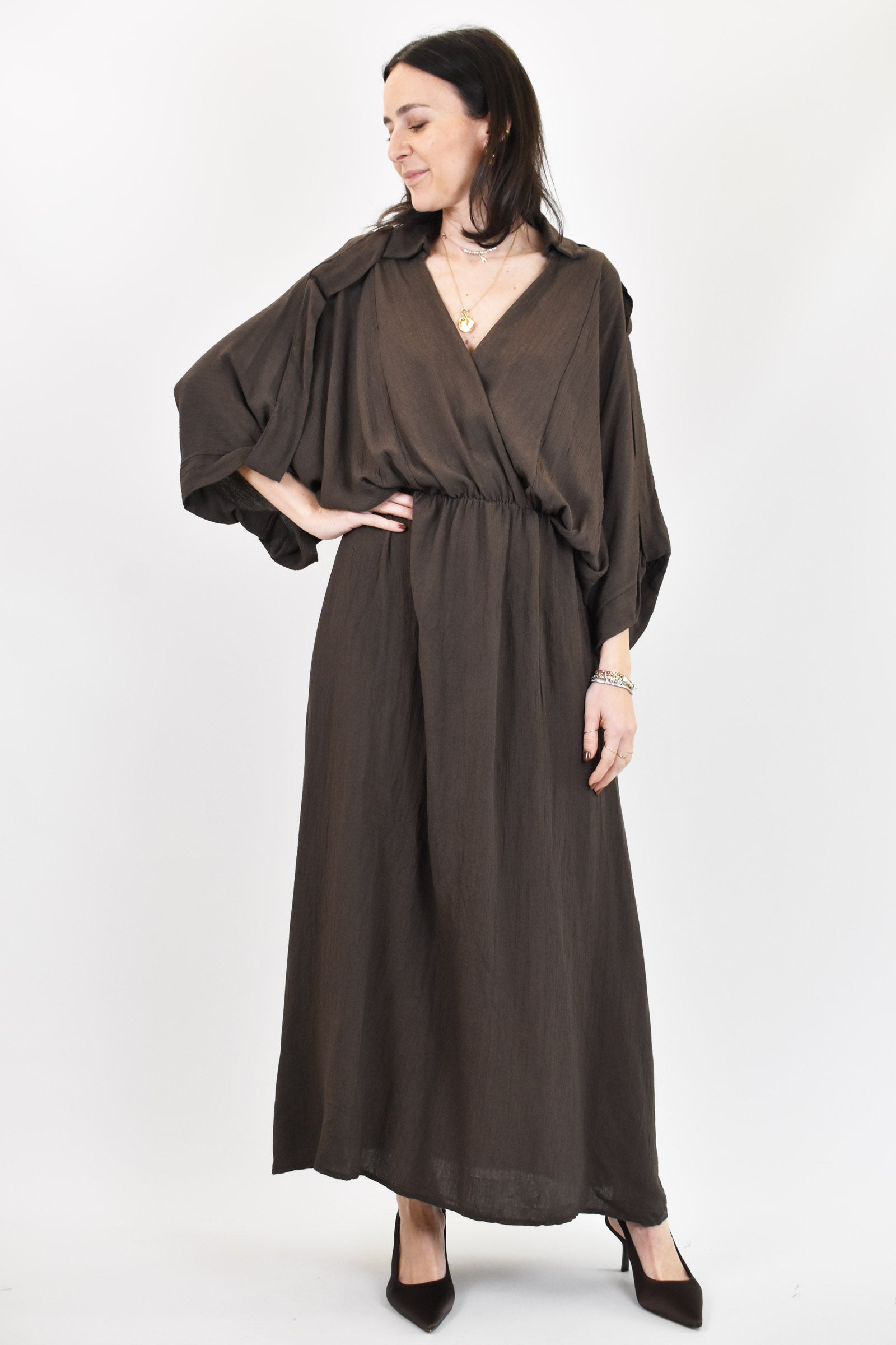 Abito lungo chemisier lurex