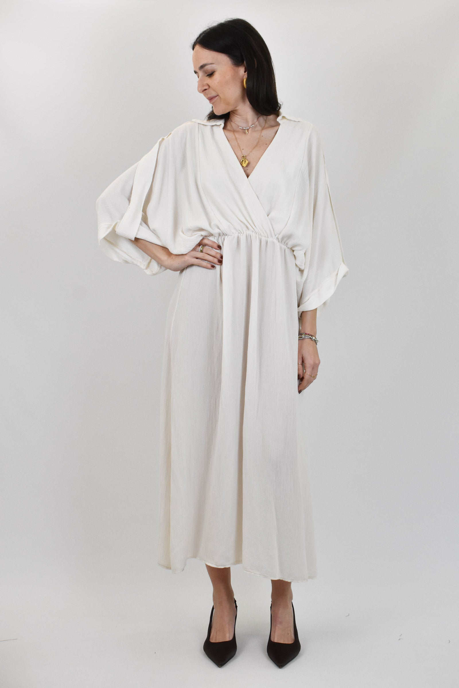 Abito lungo chemisier lurex