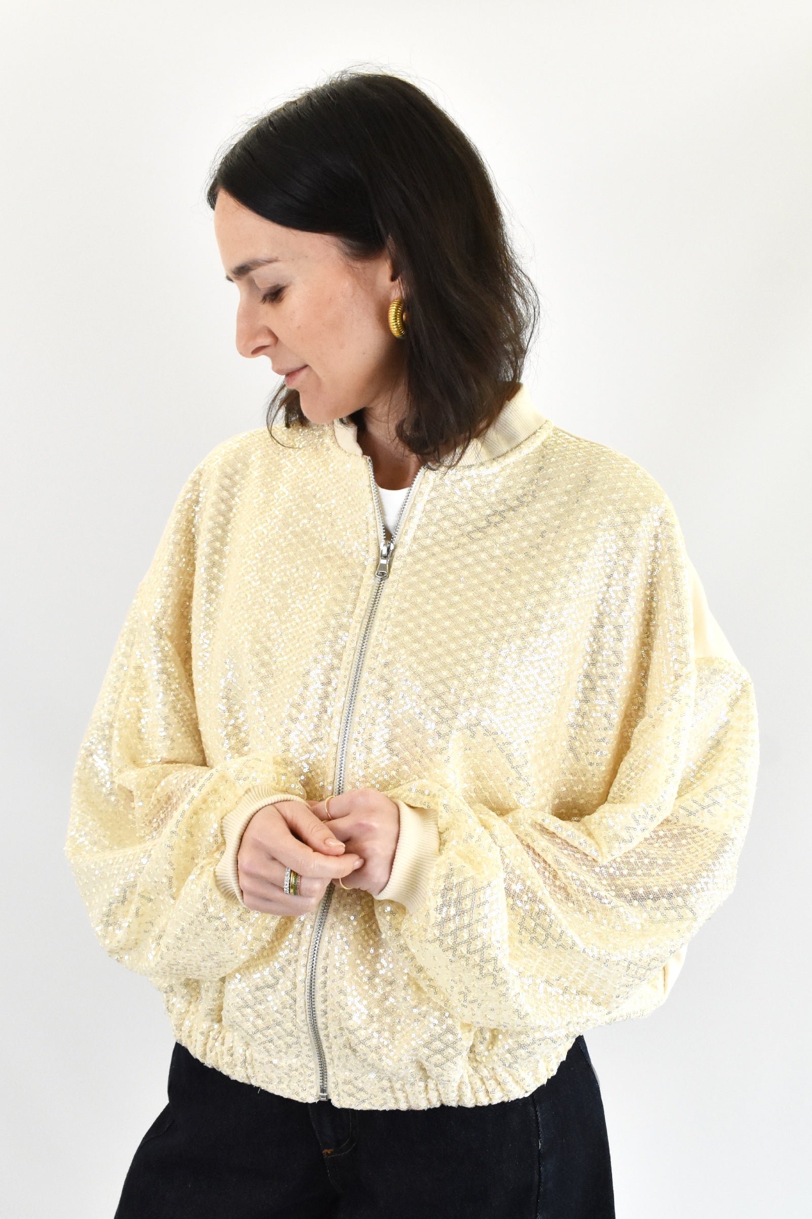 Bomber felpa e paillettes