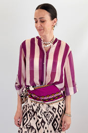 haveone camicia coreana maxi righe colore burro viola CVS-Q422