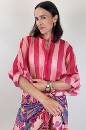 Camicia coreana maxi righe