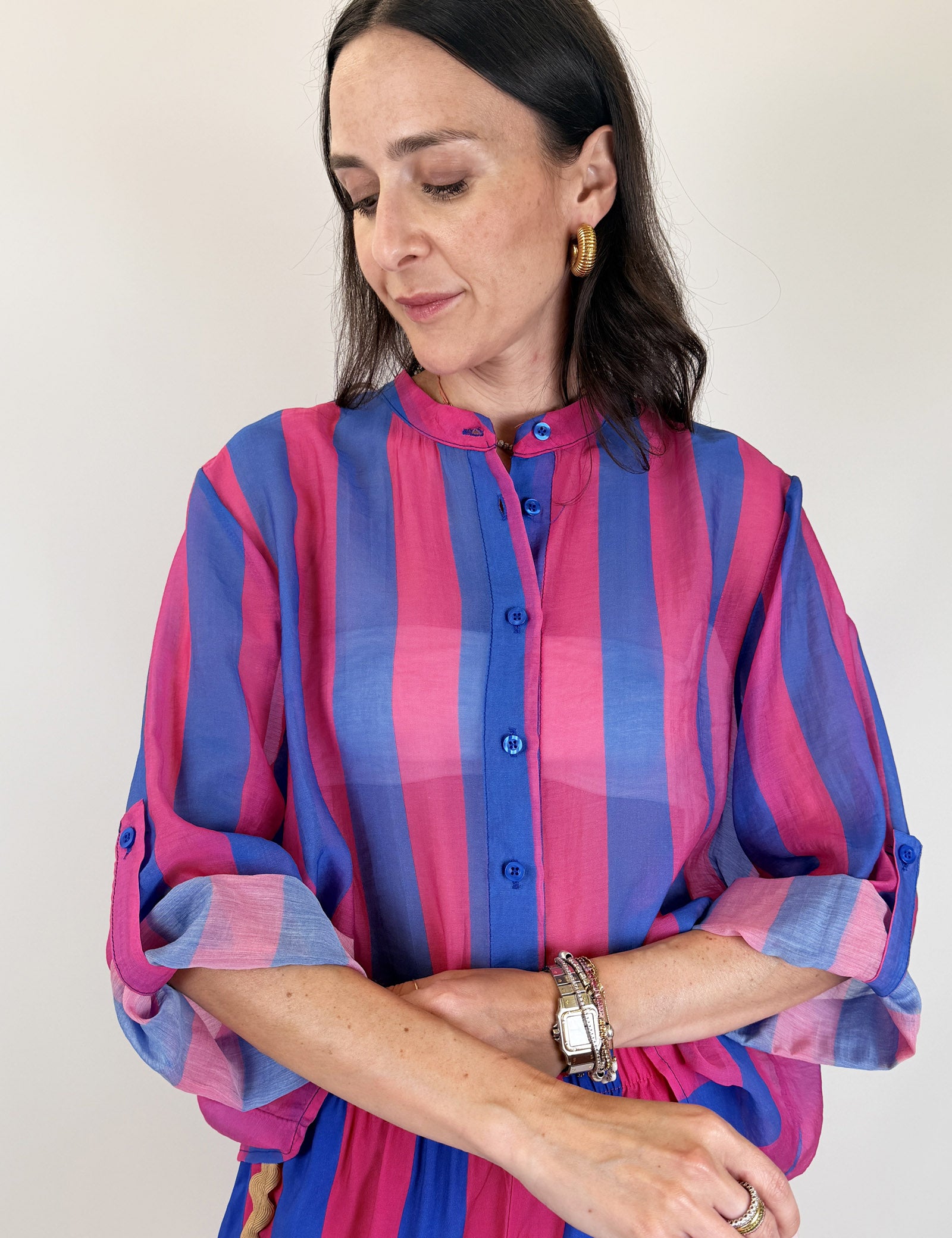 Camicia coreana maxi righe