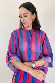 Camicia coreana maxi righe