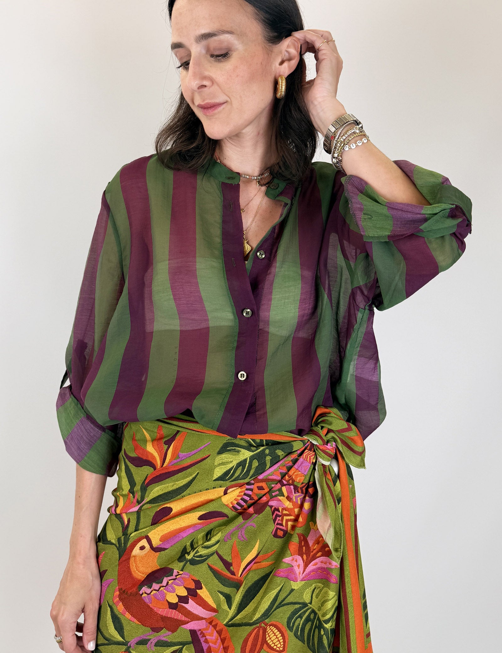 Camicia coreana maxi righe