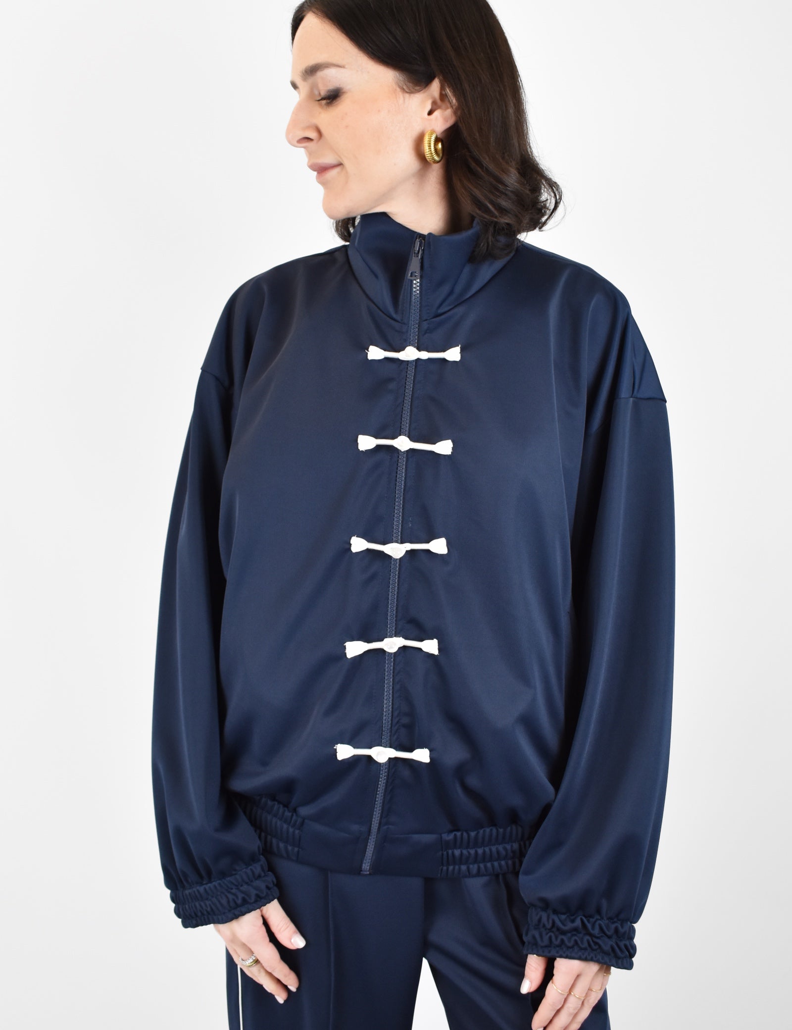 Felpa HaveOne da donna ispirata al capodanno cinese, street style, chiusura con zip e allacciatura tradizionale, articolo fvs-q022