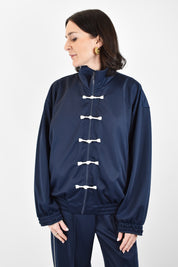 Felpa HaveOne da donna ispirata al capodanno cinese, street style, chiusura con zip e allacciatura tradizionale, articolo fvs-q022