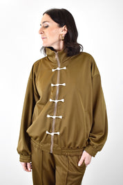 Felpa HaveOne da donna ispirata al capodanno cinese, street style, chiusura con zip e allacciatura tradizionale, articolo fvs-q022