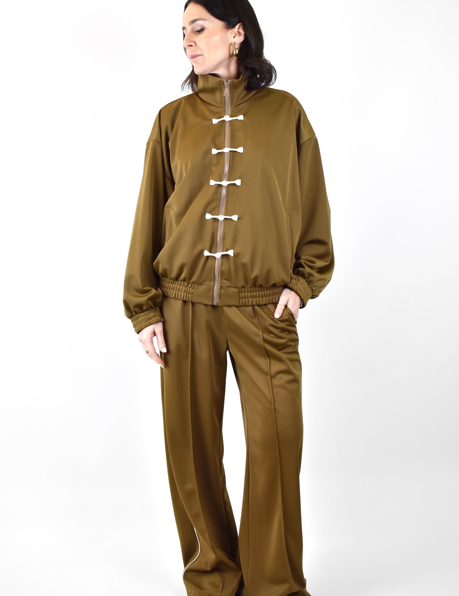 Felpa HaveOne da donna ispirata al capodanno cinese, street style, chiusura con zip e allacciatura tradizionale, articolo fvs-q022