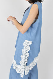 Gilet asimmetrico con pizzo