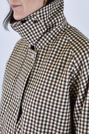 Haveone, giubbotto a quadretti da donna, dettagli in velluto su colletto e polsi, modello jno-q052