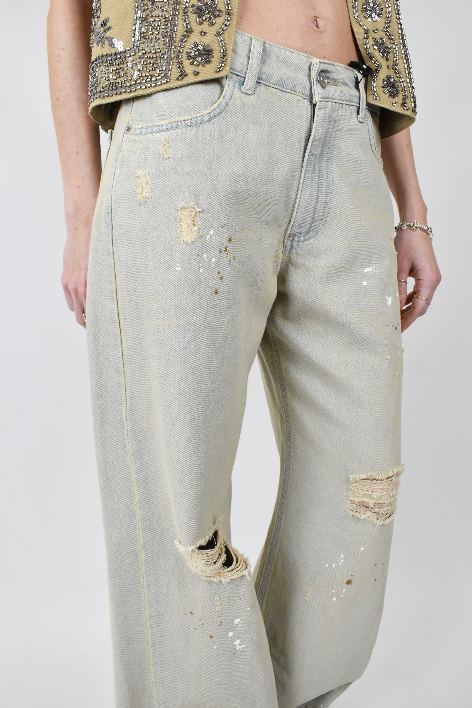 Jeans DAN strappi e vernice