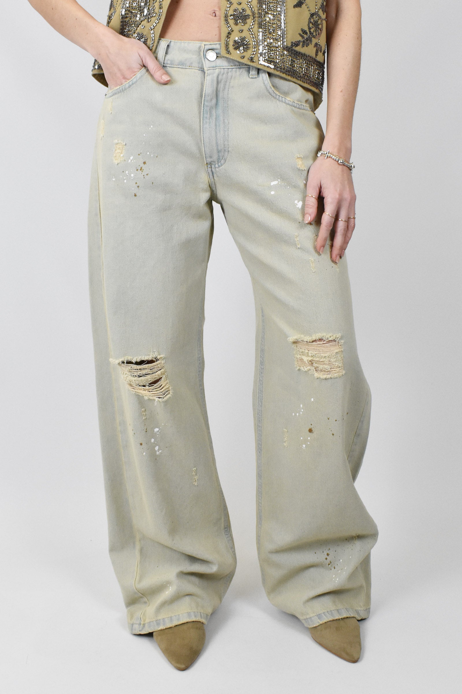 Jeans DAN strappi e vernice