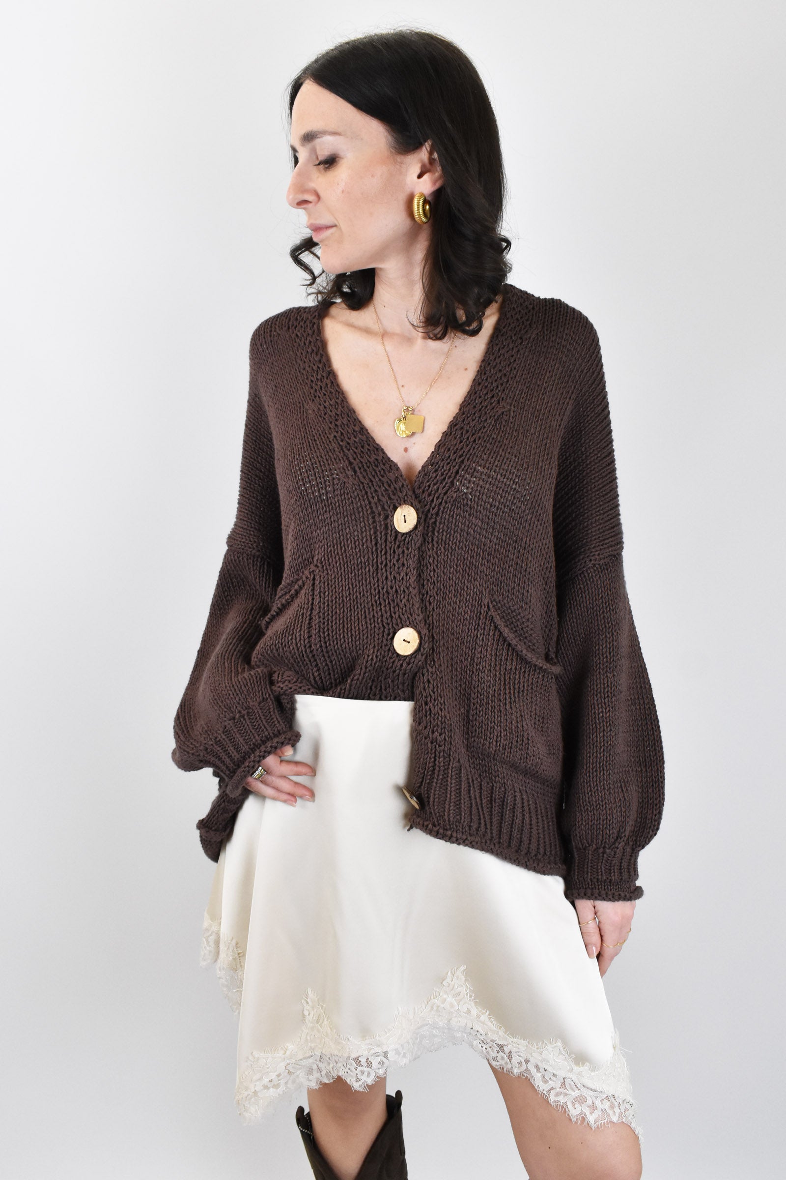 Cardigan 3 bottoni cotone