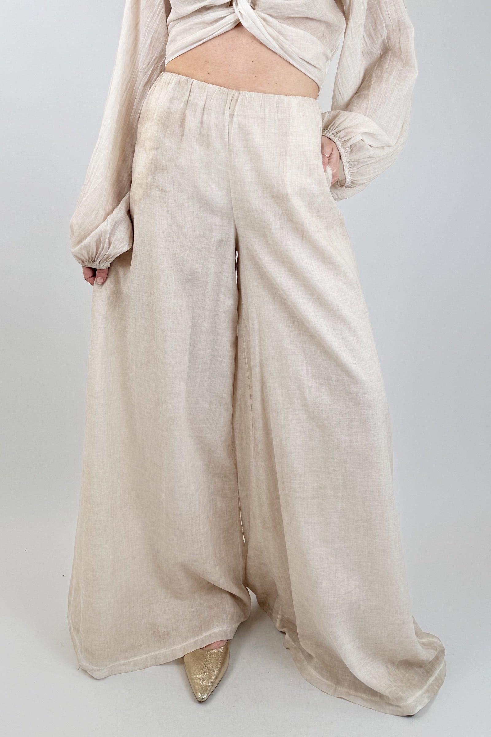 Pantalone mussola con coulisse