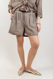Shorts in mussola con cintura