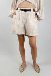 Shorts in mussola con cintura