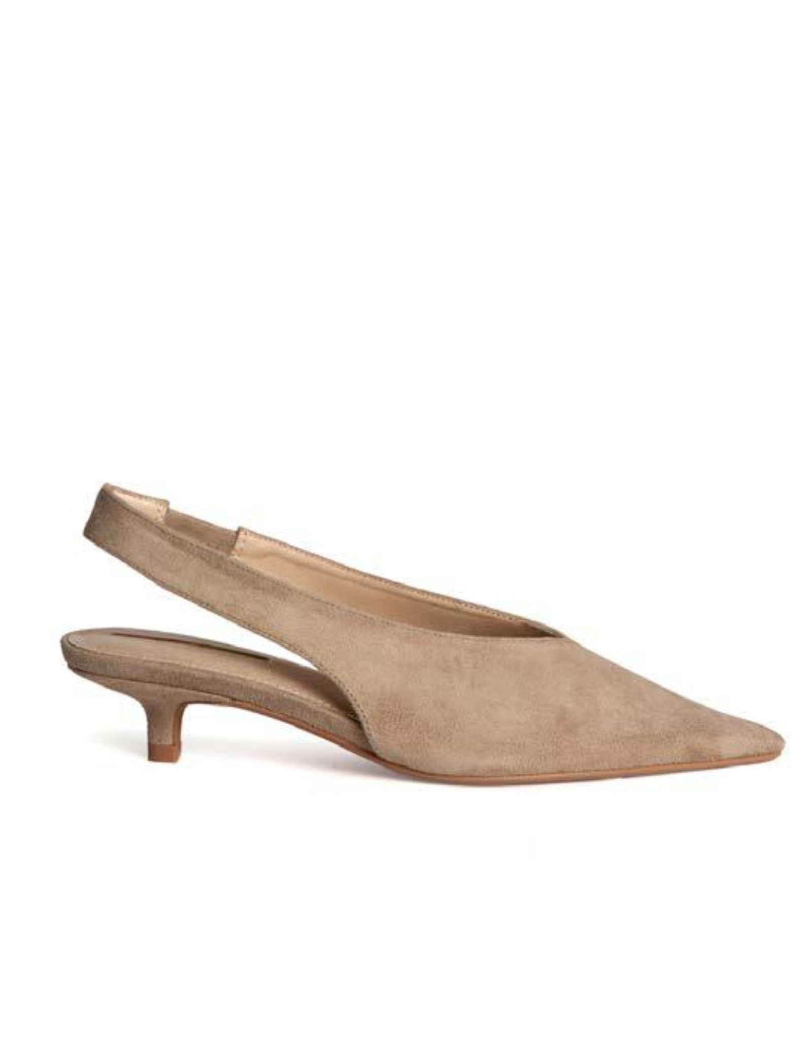 scarpa décolleté slingback da donna effetto suede, tacco basso, colore beige, CORINA
