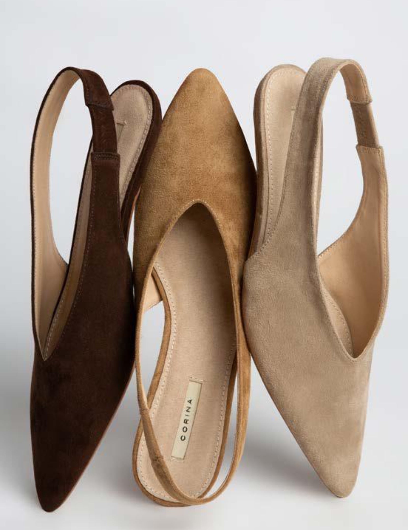 scarpa décolleté slingback da donna effetto suede, tacco basso, CORINA