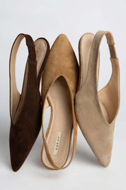 scarpa décolleté slingback da donna effetto suede, tacco basso, CORINA