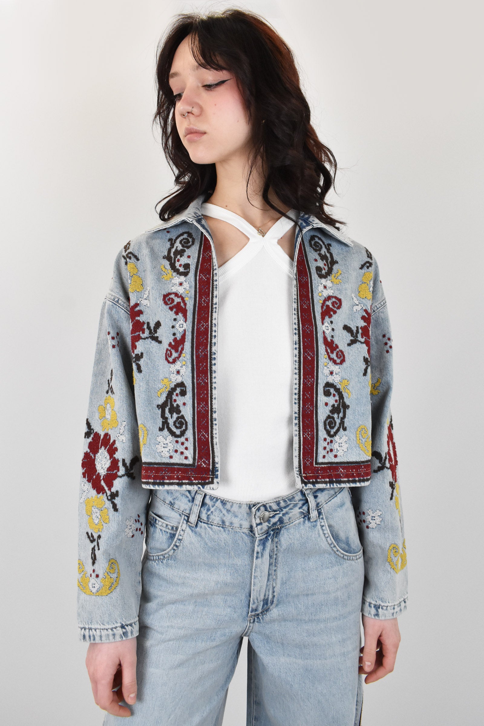 Giacchino denim con ricami