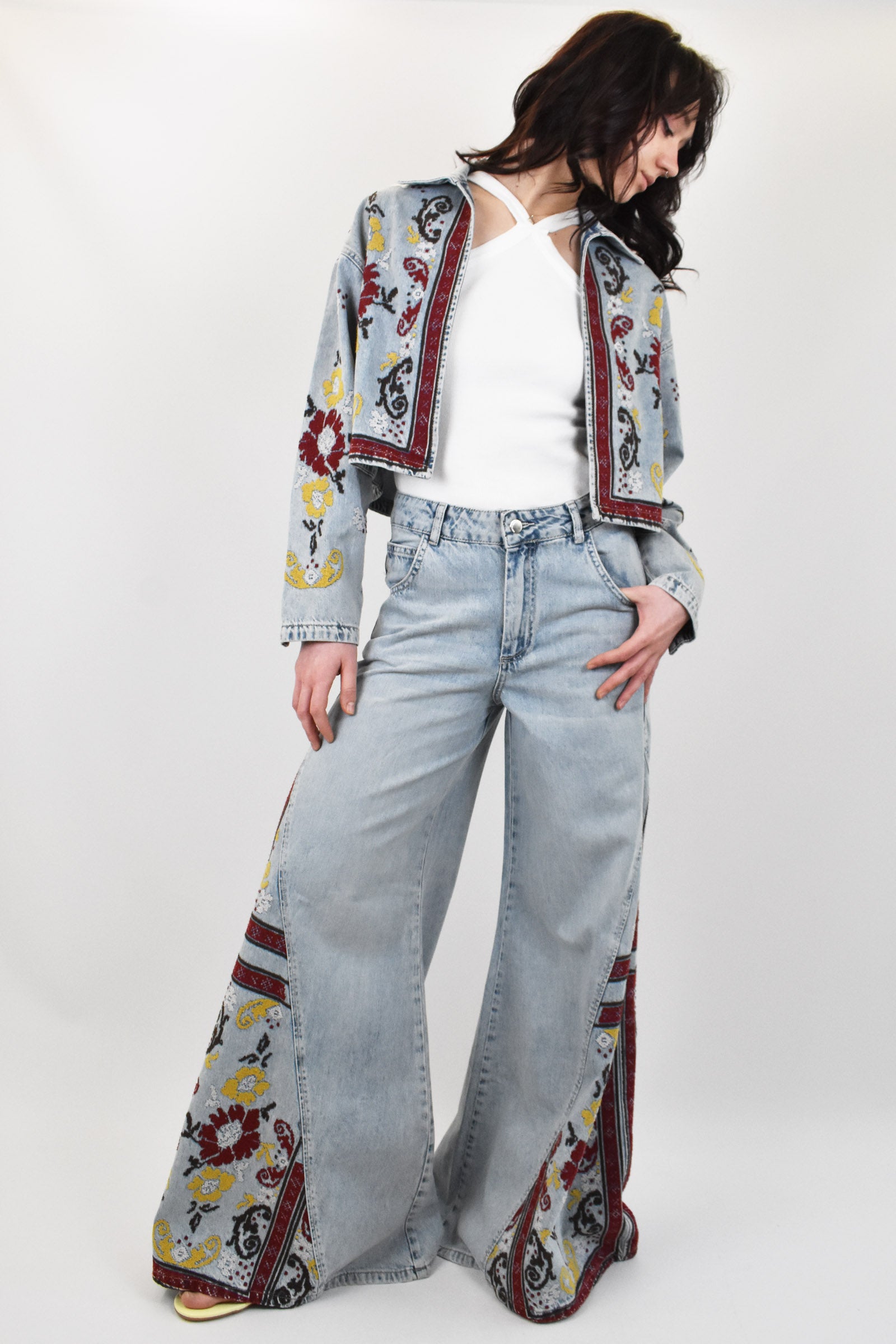 Giacchino denim con ricami