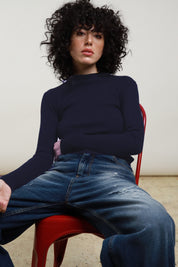 Maglia lupetto a costine SusyMix, articolo 250902, colore blu, vista frontale