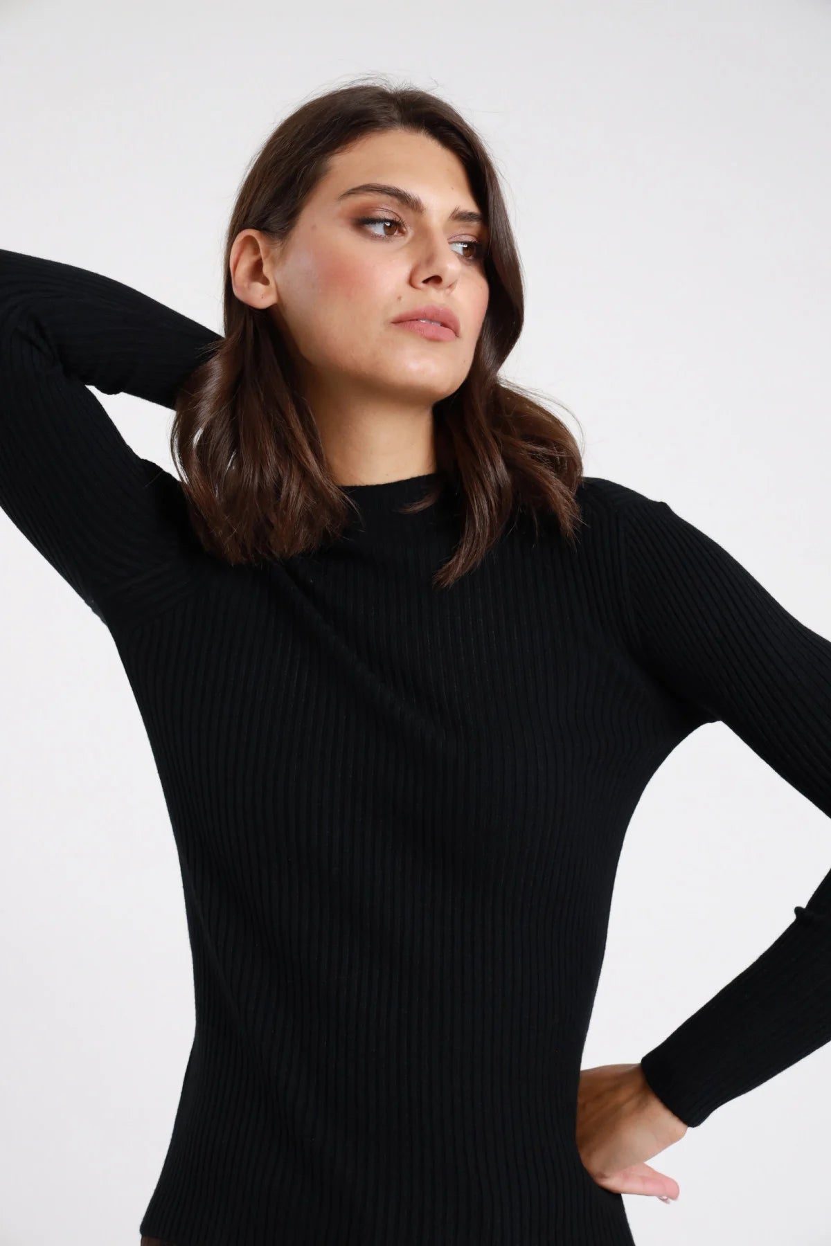 Maglia lupetto costina