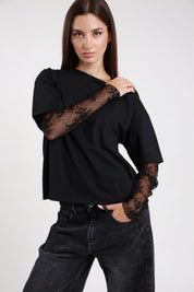 T-shirt manica pizzo