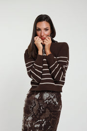 Maglia righe con zip