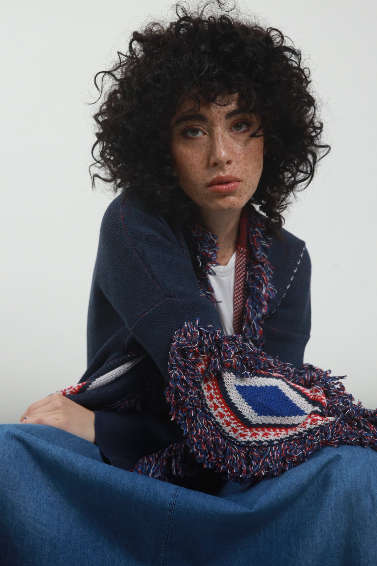 Cardigan etnico frange