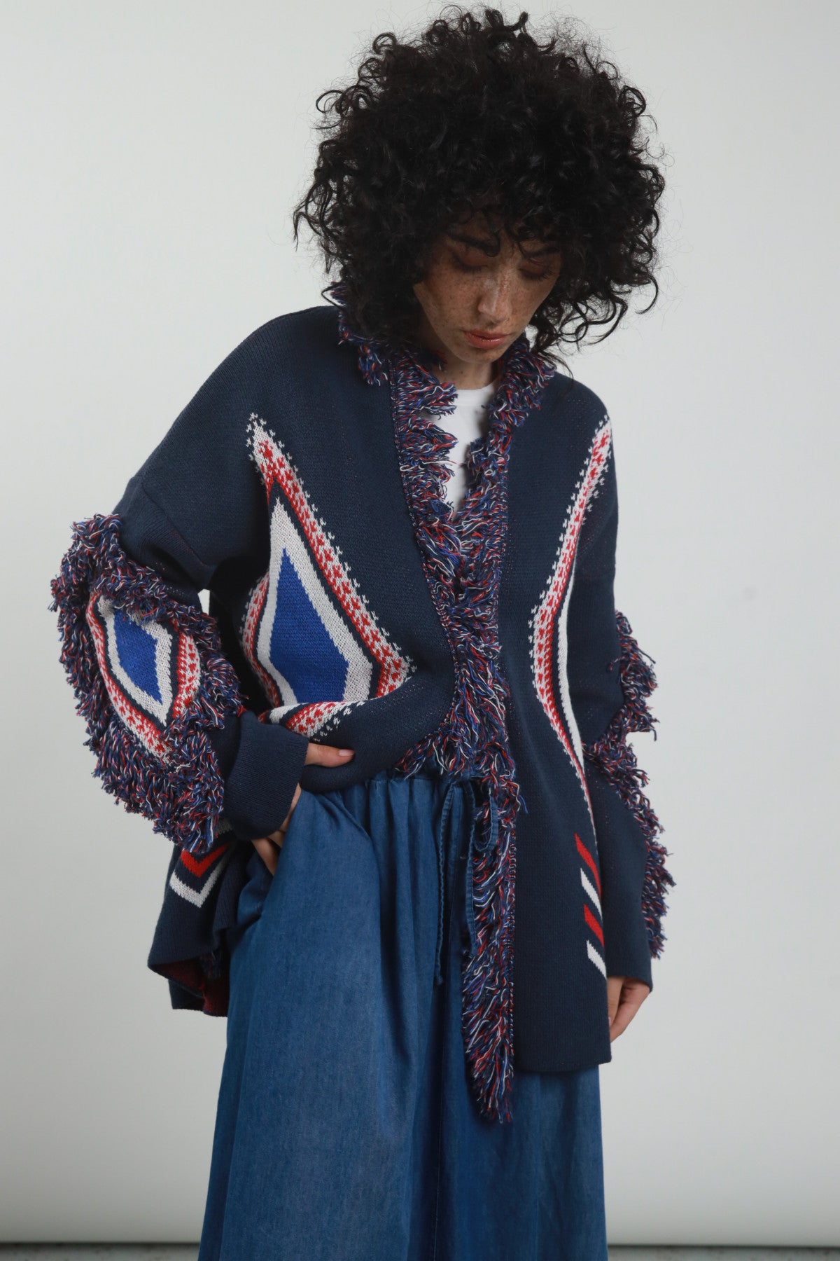 Cardigan etnico frange