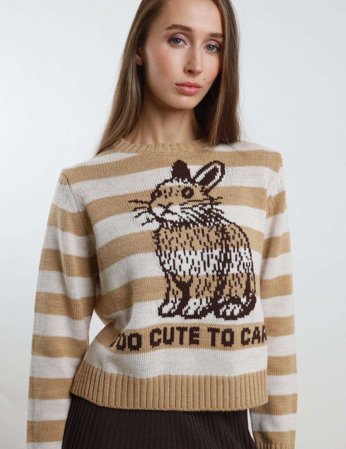 Maglia intarsio righe coniglio