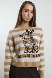 Maglia intarsio righe coniglio