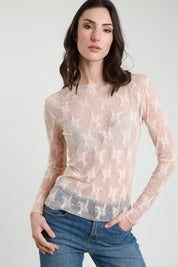 Maglia pizzo buco manica
