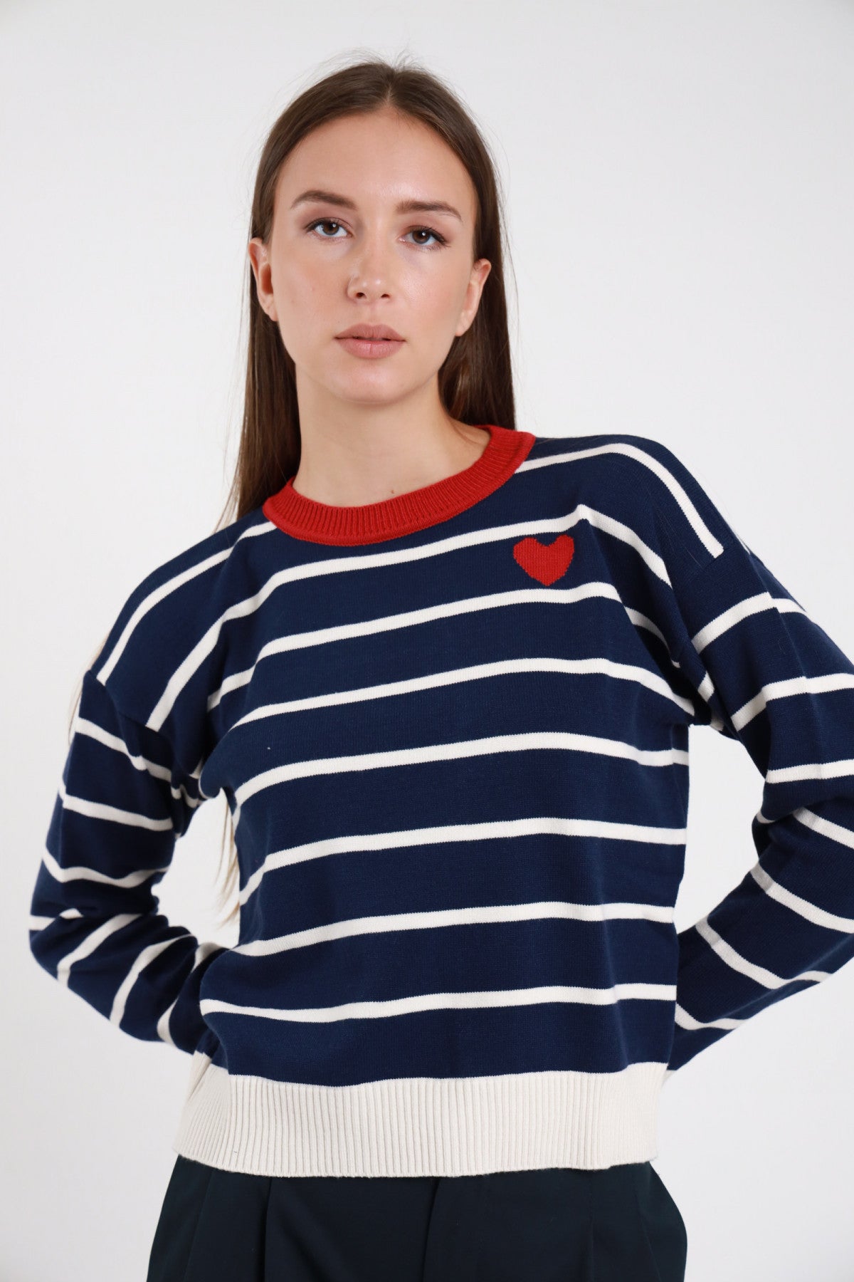 Maglia rigata cuore