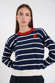 Maglia rigata cuore