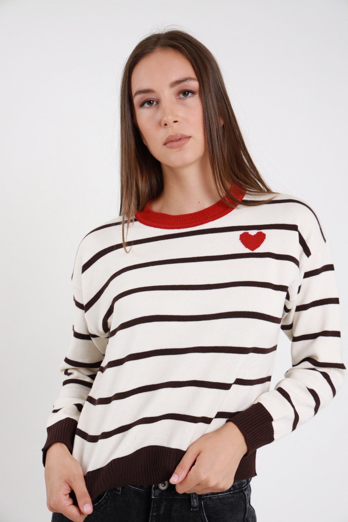 Maglia rigata cuore