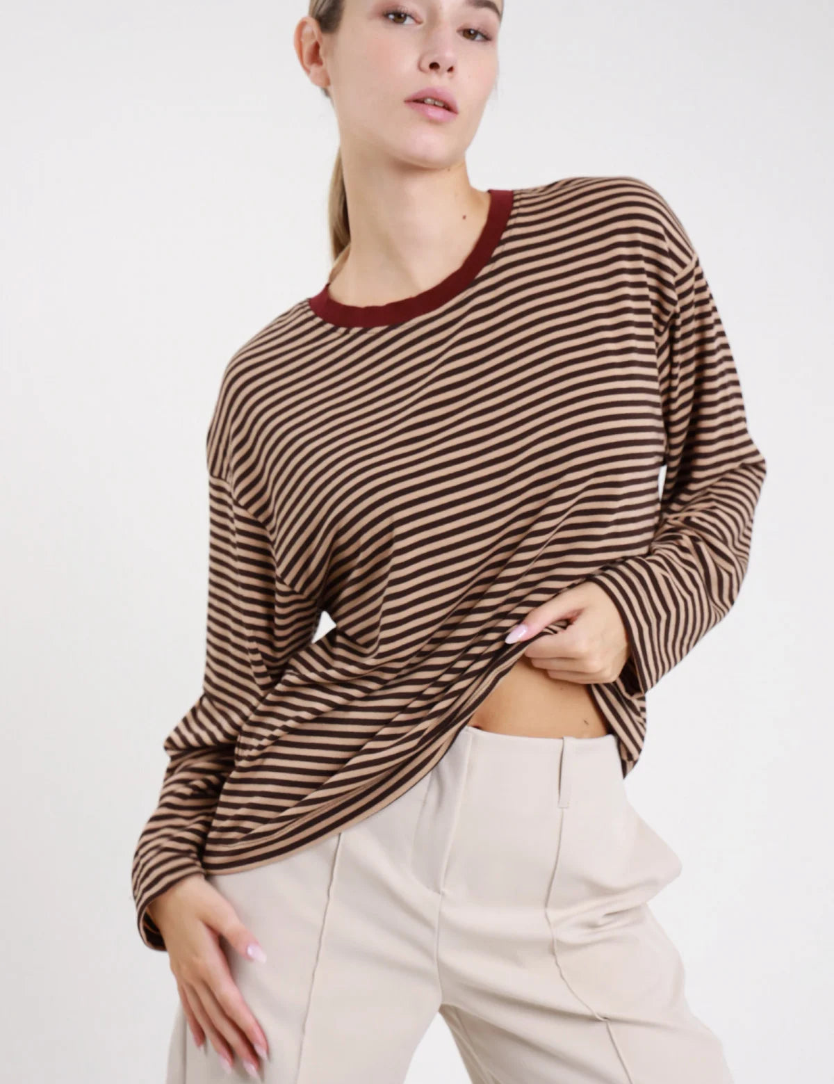 Maglia girocollo a righe