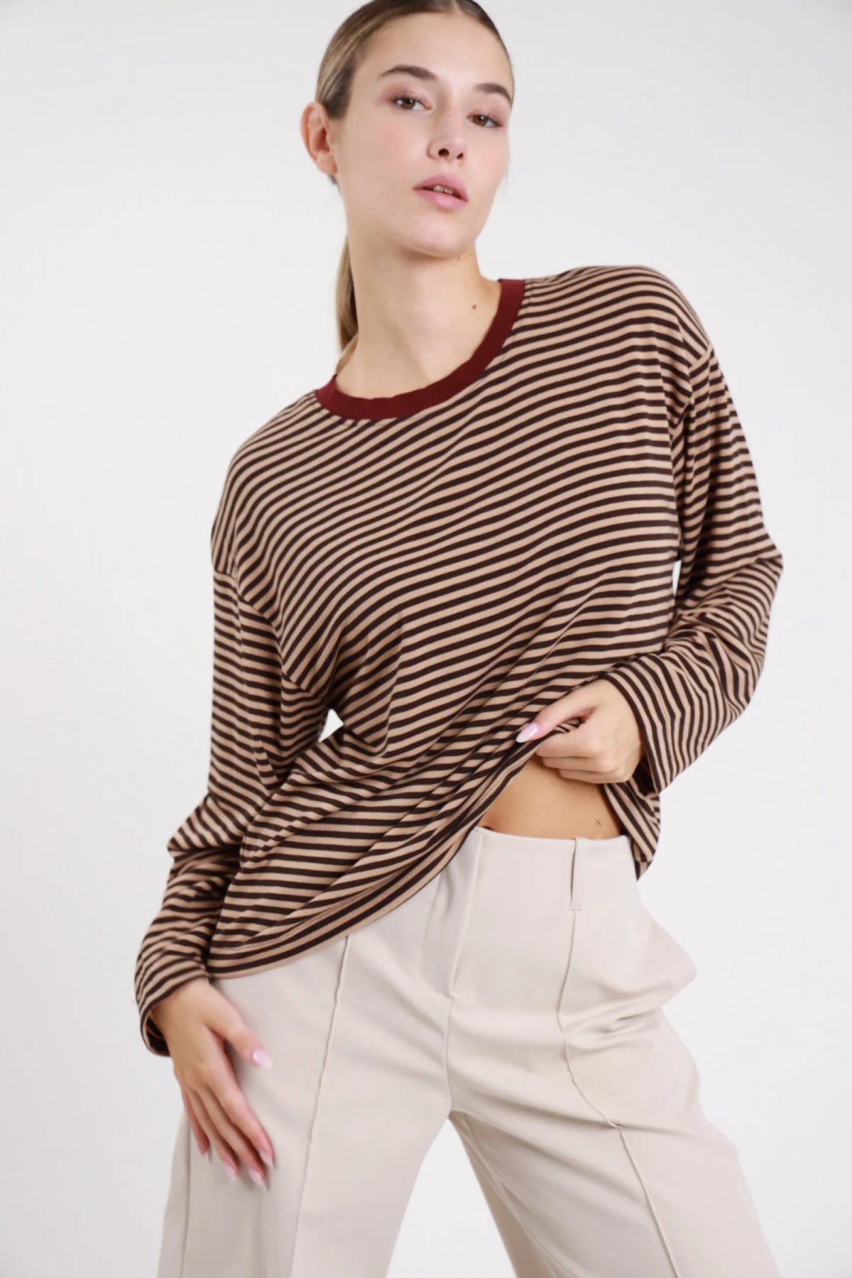 Maglia girocollo a righe