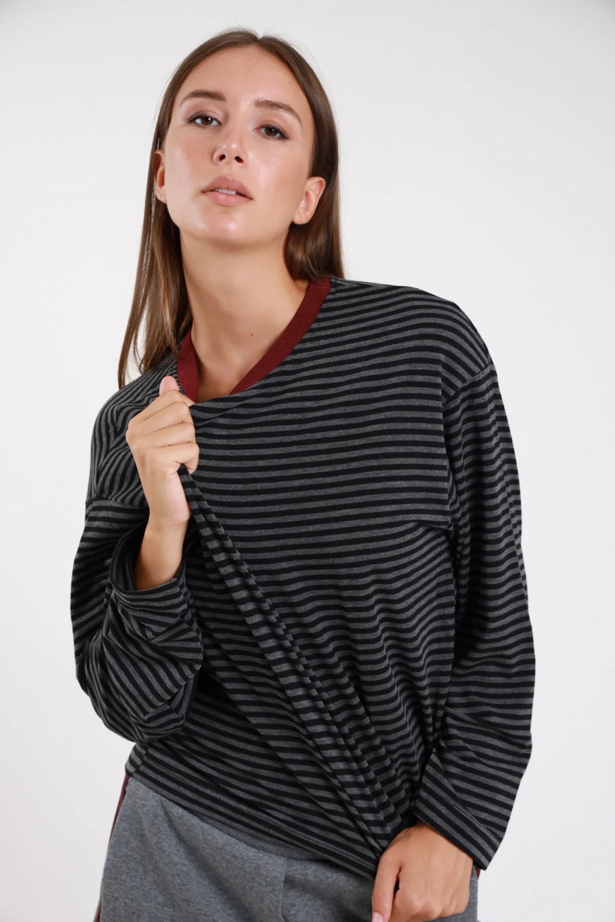 Maglia girocollo a righe