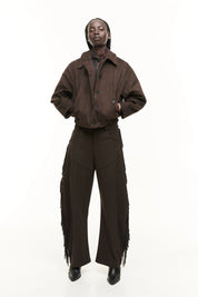 Pantalone suede con frange