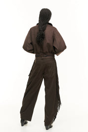 Pantalone suede con frange