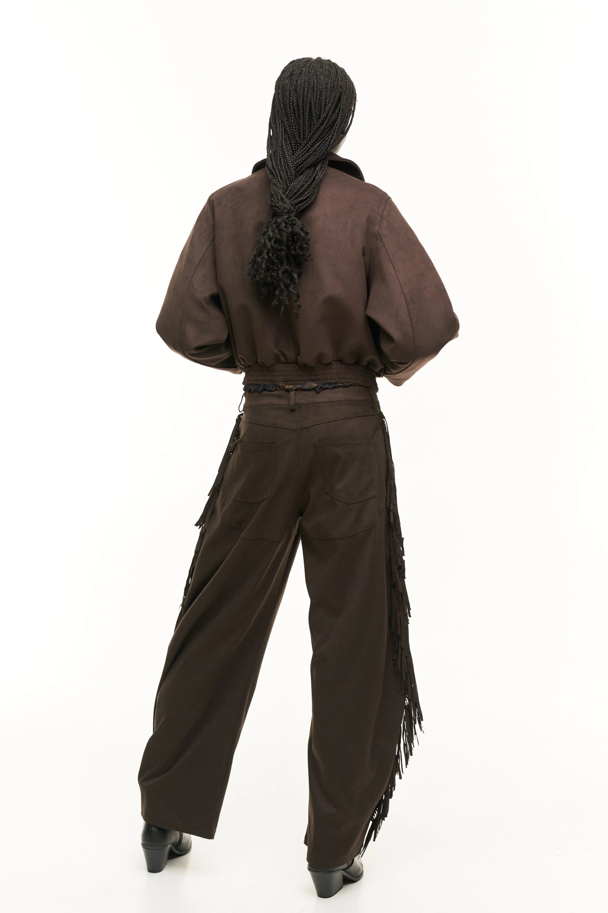Pantalone suede con frange