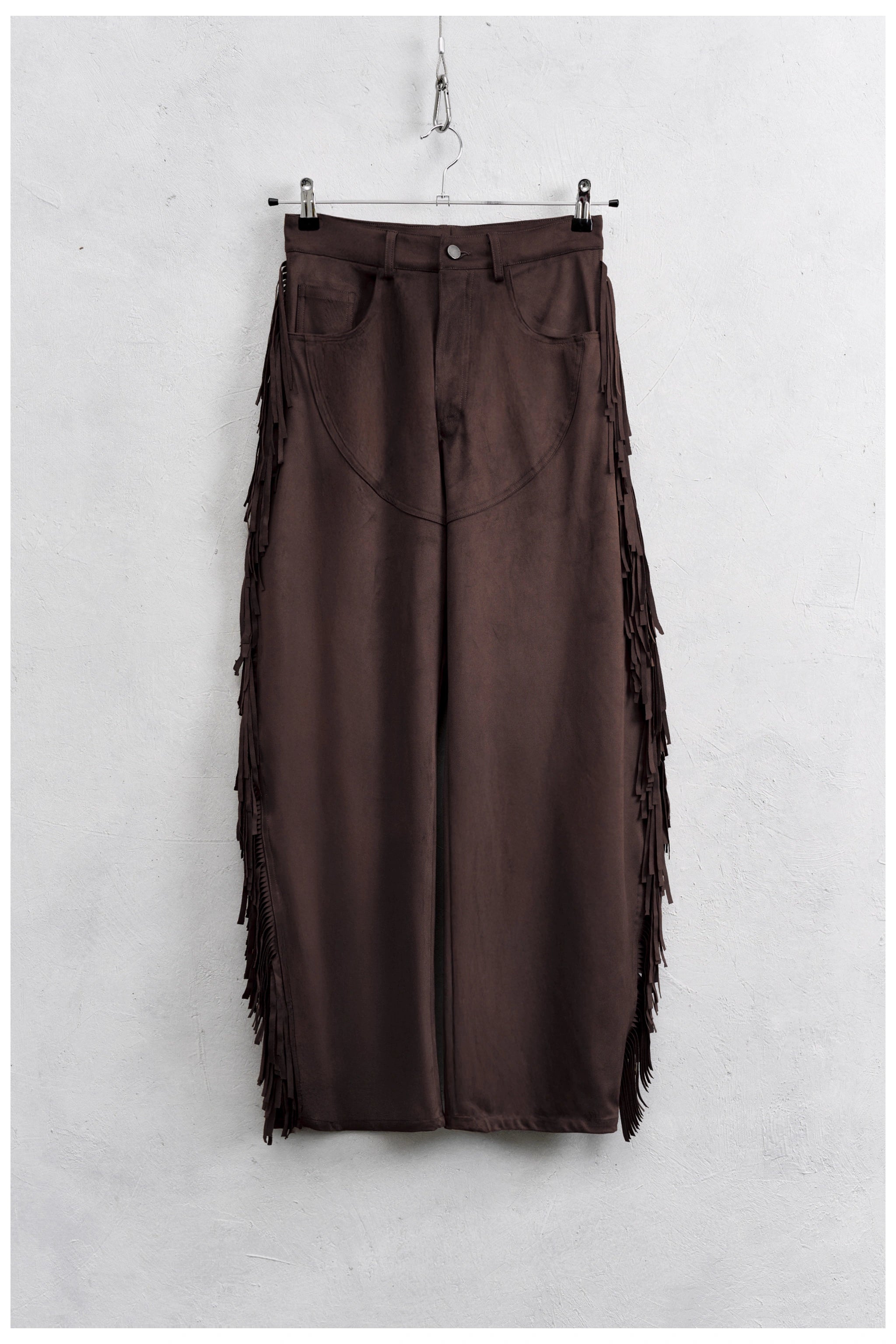 Pantalone suede con frange